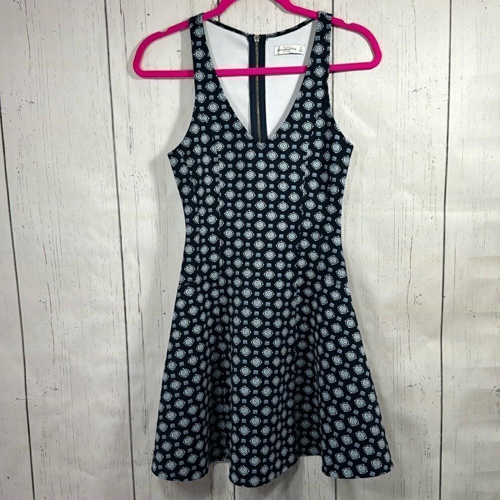 Abercrombie & Fitch Fit Flare Dress Y2K Preppy Retro Skater Mini Blue Size S
